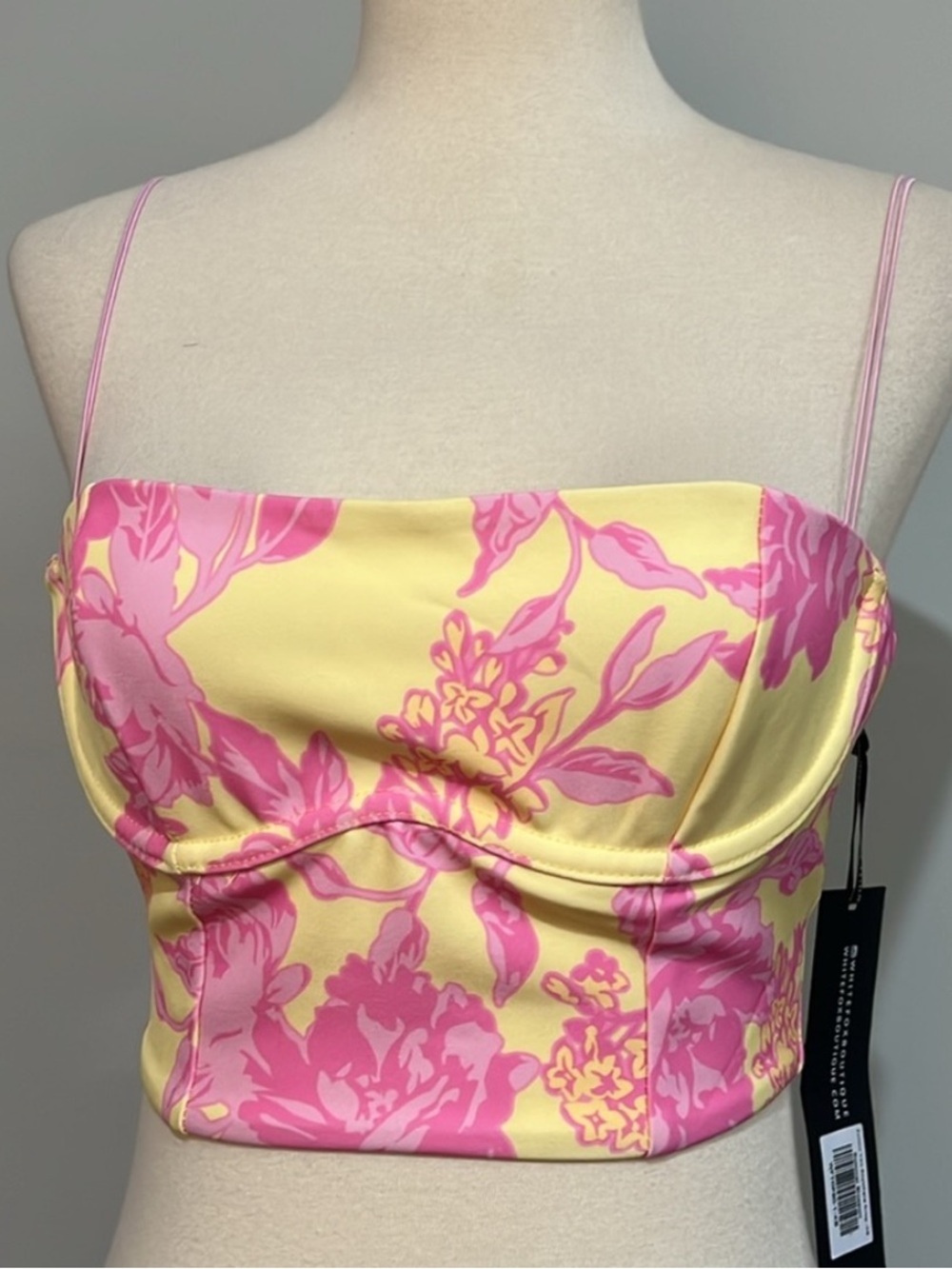White Fox Follow You Anywhere Summer Blossom Crop Top Women's Sz S NWOT